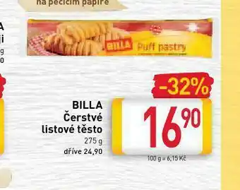 Billa Billa čerstvé listové těsto nabídka