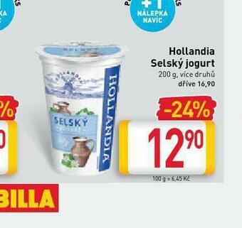 Billa Hollandia selský jogurt nabídka