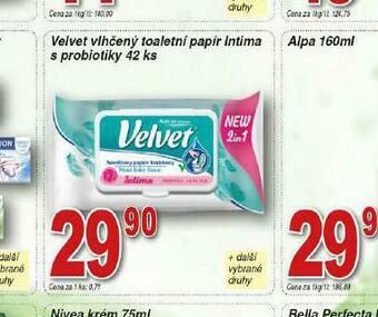 Lidl Velvet vlhčený toaletní papír nabídka