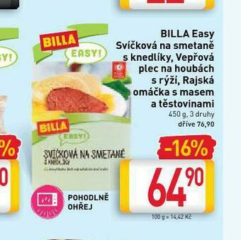 Billa Billa easy svíčková na smetaně s knedlíky nabídka