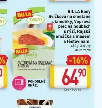 Billa Billaeasy vepřová plec na houbách s rýží nabídka