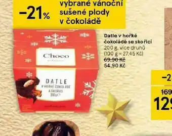 Tesco Datle v hořké čokoládě se skořicí nabídka
