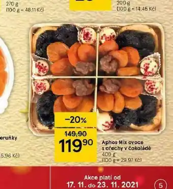 Tesco Aphos mix ovoce s ožechy v čokoládě nabídka