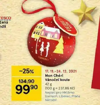 Tesco Mon chéri vánoční koule nabídka