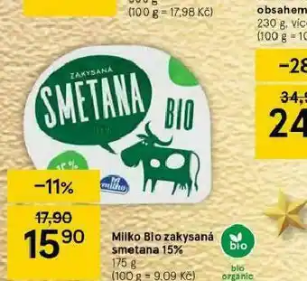 Tesco Milko bio zakysaná smetana 15% nabídka