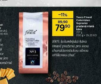 Tesco Tesco finest colombian supremo pražená mletá káva nabídka