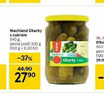 Tesco Machland okurky s cukrem nabídka