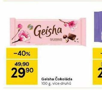 Tesco Geisha čokoláda nabídka