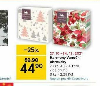 Tesco Harmony vánoční ubrousky nabídka