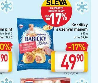 Billa Knedlíky s uzeným masem nabídka