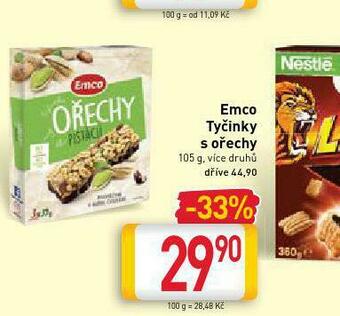Billa Emco tyčinky s ořechy nabídka