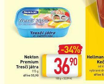 Billa Nekton premium tresčí játra nabídka