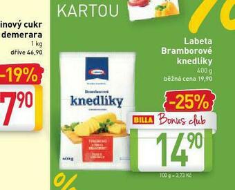Billa Labeta bramborové knedlíky nabídka