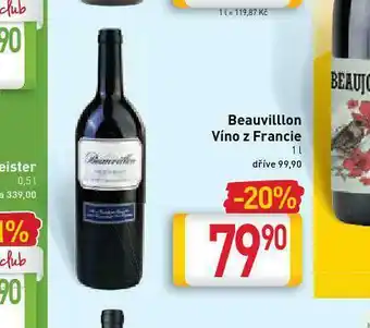 Billa Beauvillon víno z francie nabídka