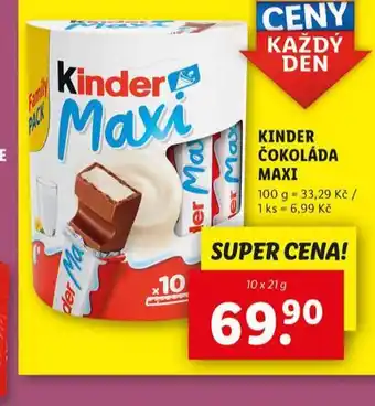 Lidl Kinder čokoláda maxi nabídka