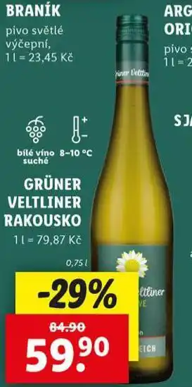 Lidl Grüner veltliner rakousko nabídka