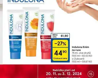 Tesco Indulona krém na ruce nabídka