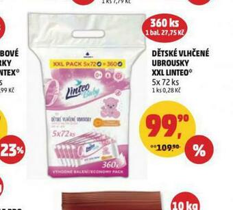 Penny Market Linteo dětské vlhčené ubrousky nabídka