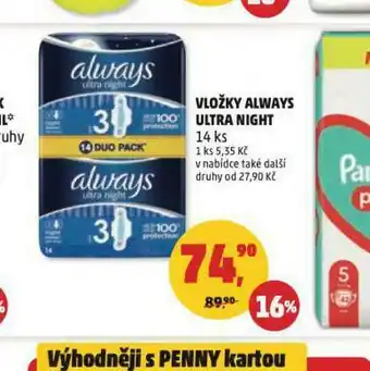 Penny Market Vložky always ultra night nabídka