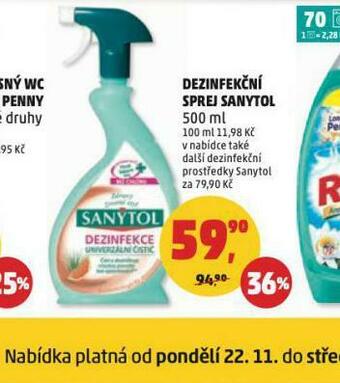 Penny Market Sanytol dezinfekční sprej nabídka