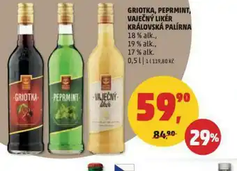 Penny Market Griotka, vaječný likér, peprmint nabídka