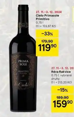 Tesco Cielo primasole primitivo nabídka