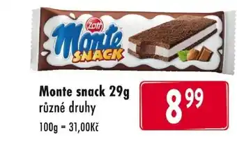 Qanto Monte snack nabídka