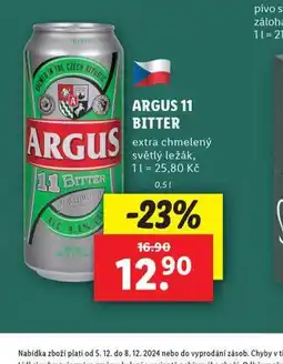Lidl Pivo argus 11 bitter nabídka