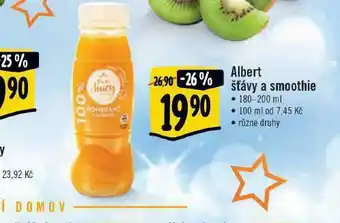 Albert Albert šťávy a smoothie nabídka