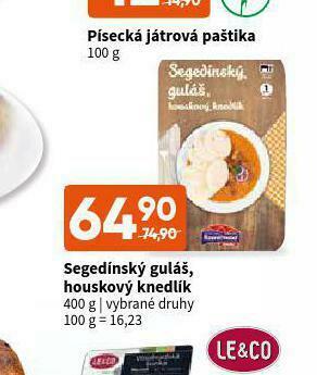 Terno Segedínský guláš, houskový knedlík nabídka