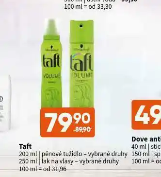 Taft pěnové tužidlo, lak na vlasy