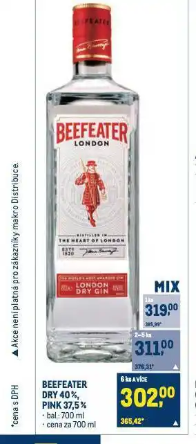 Makro Beefeater gin nabídka