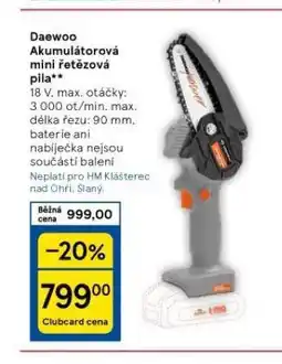 Tesco Daewoo akumulátorová mini řetězová pila nabídka