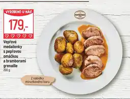 Globus Vepřové medailonky s pepřovou omáčkou a bramborami grenaille nabídka