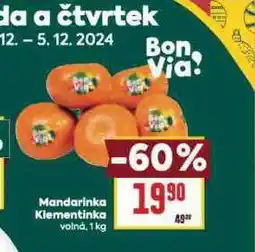 Billa Mandarinky klementinky nabídka