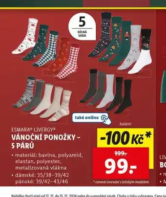 Lidl Vánoční ponožky nabídka