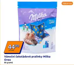 Action Vánoční čokoládové pralinky Milka Oreo nabídka