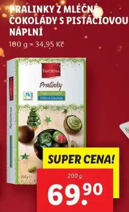 Lidl PRALINKY Z MLÉČNÉ ČOKOLÁDY S PISTÁCIOVOU NÁPLNÍ, 200 g nabídka