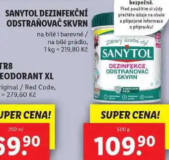 Lidl SANYTOL DEZINFEKČNÍ ODSTRAŇOVAČ SKVRN, 500 g nabídka