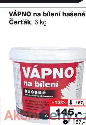 Barvy a laky drogerie VÁPNO na bílení hašené Čerťák, 6 kg nabídka