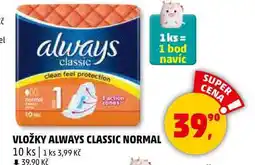 Penny Market VLOŽKY ALWAYS CLASSIC NORMAL, 10 ks nabídka