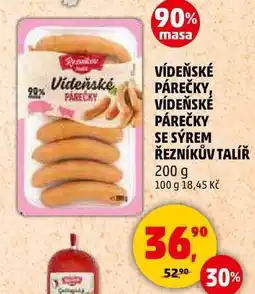 Penny Market VÍDEŇSKÉ PÁREČKY SE SÝREM ŘEZNÍKŮV TALÍŘ, 200 g nabídka