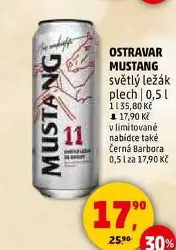 Penny Market OSTRAVAR MUSTANG světlý ležák plech, 0,5 l nabídka