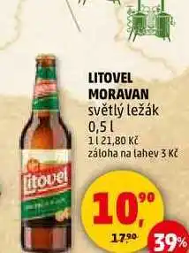 Penny Market LITOVEL MORAVAN světlý ležák, 0,5 l nabídka