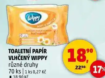 Penny Market TOALETNÍ PAPÍR VLHČENÝ WIPPY různé druhy, 70 ks nabídka