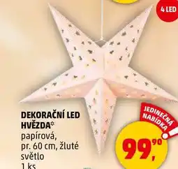 Penny Market DEKORAČNÍ LED HVĚZDA papírová, pr. 60 cm, žluté světlo, 1 ks nabídka