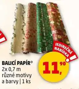 Penny Market BALICÍ PAPÍR, 2x 0,7 m různé motivy a barvy, 1 ks nabídka