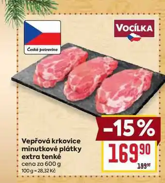 Billa Vepřová krkovice minutkové plátky extra tenké cena za 600 g nabídka