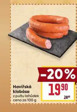 Billa Havířská klobása z pultu lahůdek cena za 100 g nabídka