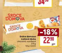 Billa Srdce domova Listové těsto chlazené, rozválené 275 g nabídka